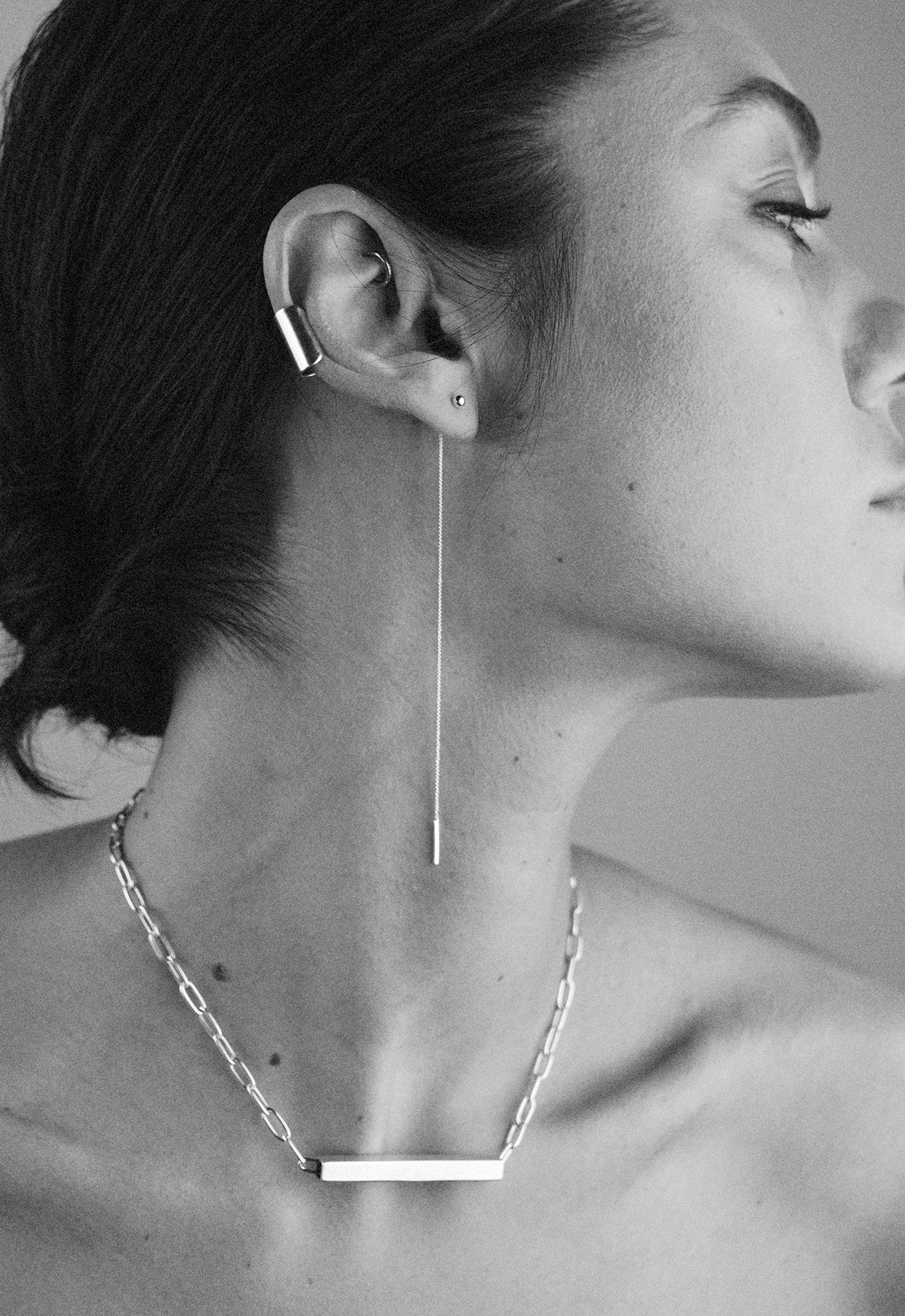 Pin Up Threader Chain Earrings - Silver